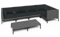 Salon de jardin 6 pcs avec coussins Résine tressée Gris foncé 6