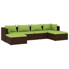 Salon de jardin 6 pcs avec coussins Résine tressée Marron 13