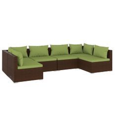 Salon de jardin 6 pcs avec coussins Résine tressée Marron 17