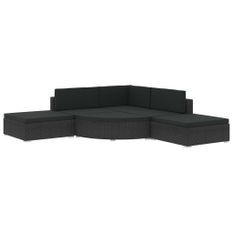 Salon de jardin 6 pcs avec coussins Résine tressée Noir 29