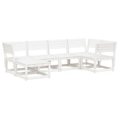 Salon de jardin 6 pcs blanc bois de pin massif