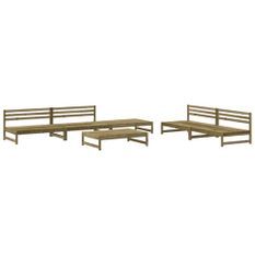 Salon de jardin 6 pcs bois de pin imprégné