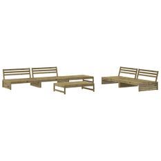 Salon de jardin 6 pcs bois de pin imprégné