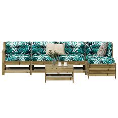 Salon de jardin 6 pcs bois de pin imprégné