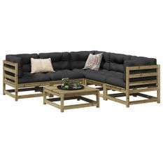 Salon de jardin 6 pcs bois de pin imprégné