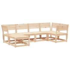 Salon de jardin 6 pcs bois de pin massif