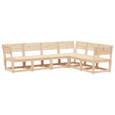 Salon de jardin 6 pcs bois de pin massif