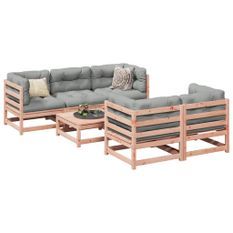Salon de jardin 6 pcs bois massif sapin de douglas