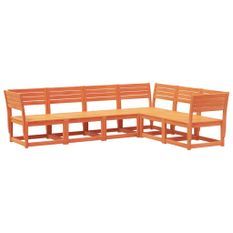 Salon de jardin 6 pcs marron bois de pin massif