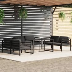 Salon de jardin 7 pcs avec coussins Aluminium Anthracite