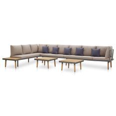 Salon de jardin 7 pcs avec coussins Bois d'acacia solide 7
