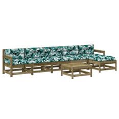 Salon de jardin 7 pcs avec coussins bois de pin imprégné