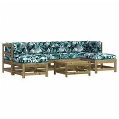Salon de jardin 7 pcs avec coussins bois de pin imprégné