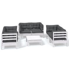 Salon de jardin 7 pcs avec coussins Bois de pin massif