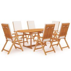 Salon de jardin 7 pcs avec coussins Bois de teck massif 4