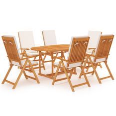 Salon de jardin 7 pcs avec coussins Bois de teck massif 2