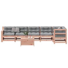Salon de jardin 7 pcs avec coussins bois massif douglas