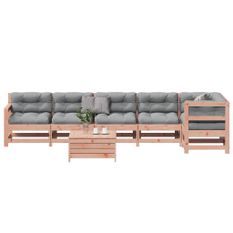 Salon de jardin 7 pcs avec coussins bois massif douglas