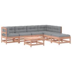 Salon de jardin 7 pcs avec coussins bois massif douglas