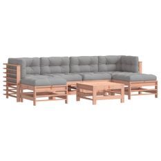 Salon de jardin 7 pcs avec coussins bois massif douglas
