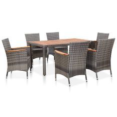 Salon de jardin 7 pcs avec coussins Résine tressée Gris 33