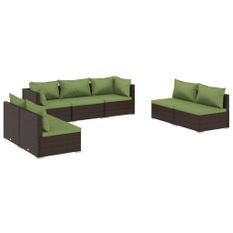 Salon de jardin 7 pcs avec coussins Résine tressée Marron 5