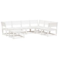 Salon de jardin 7 pcs Blanc Bois de pin massif