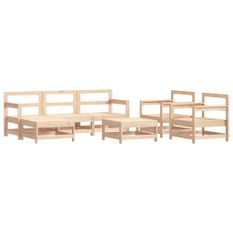 Salon de jardin 7 pcs Bois de pin massif