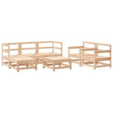 Salon de jardin 7 pcs Bois de pin massif