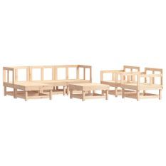 Salon de jardin 7 pcs Bois de pin massif