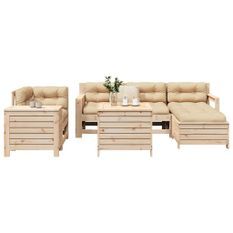 Salon de jardin 7 pcs bois de pin massif