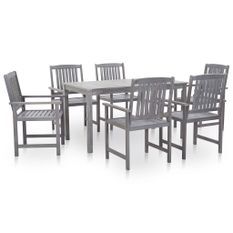 Salon de jardin 7 pcs Délavage gris Bois d'acacia solide