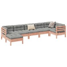 Salon de jardin 7 pcs et coussins bois massif sapin de douglas