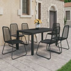 Salon de jardin 7 pcs Rotin PVC Noir