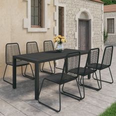 Salon de jardin 7 pcs Rotin PVC Noir