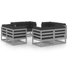 Salon de jardin 8 pcs avec coussins Bois de pin massif 69