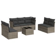 Salon de jardin 8 pcs avec coussins gris résine tressée