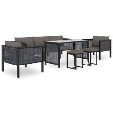 Salon de jardin 8 pcs avec coussins Résine tressée Anthracite 2
