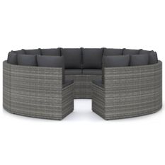 Salon de jardin 8 pcs avec coussins Résine tressée Gris 36
