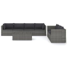 Salon de jardin 8 pcs avec coussins Résine tressée Gris 32