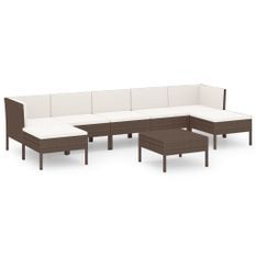 Salon de jardin 8 pcs avec coussins Résine tressée Marron 39