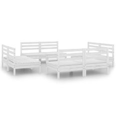 Salon de jardin 8 pcs Blanc Bois de pin massif 27