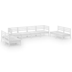 Salon de jardin 8 pcs Blanc Bois de pin massif 28