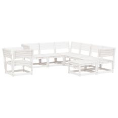 Salon de jardin 8 pcs Blanc Bois de pin massif