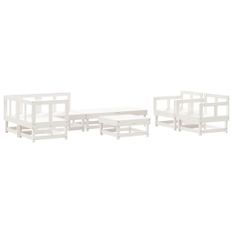 Salon de jardin 8 pcs Blanc Bois de pin massif