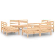 Salon de jardin 8 pcs Bois de pin massif 47