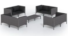 Salon de jardin 9 pcs avec coussins Résine tressée Gris foncé 10