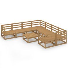 Salon de jardin 9 pcs Bois de pin massif 28