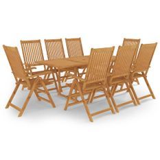 Salon de jardin 9 pcs Bois de teck massif