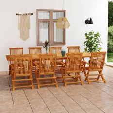 Salon de jardin 9 pcs Bois de teck massif